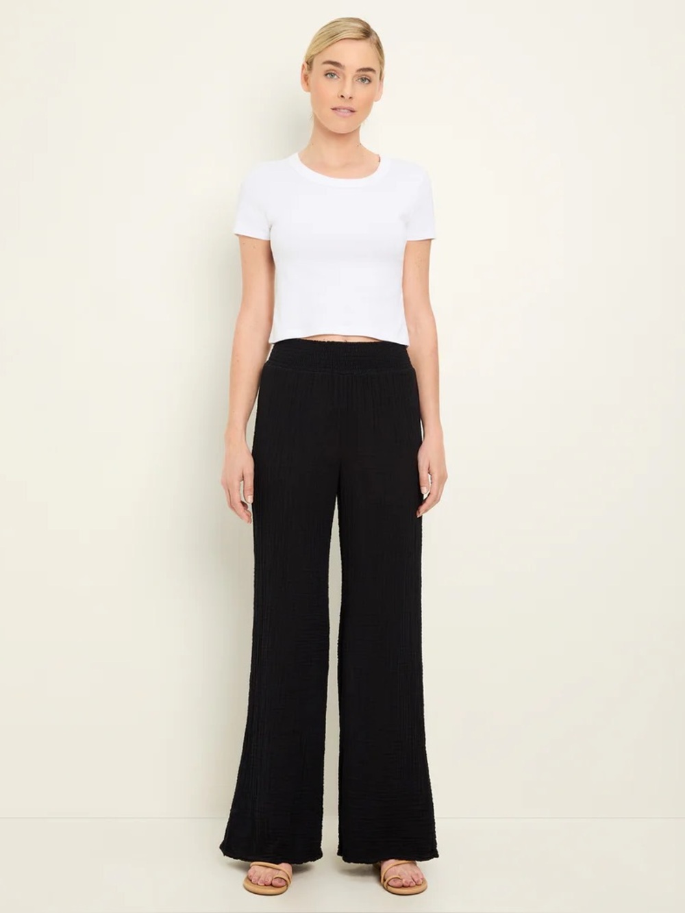 Susie Gauze Smocked Waist Wide Leg Pants